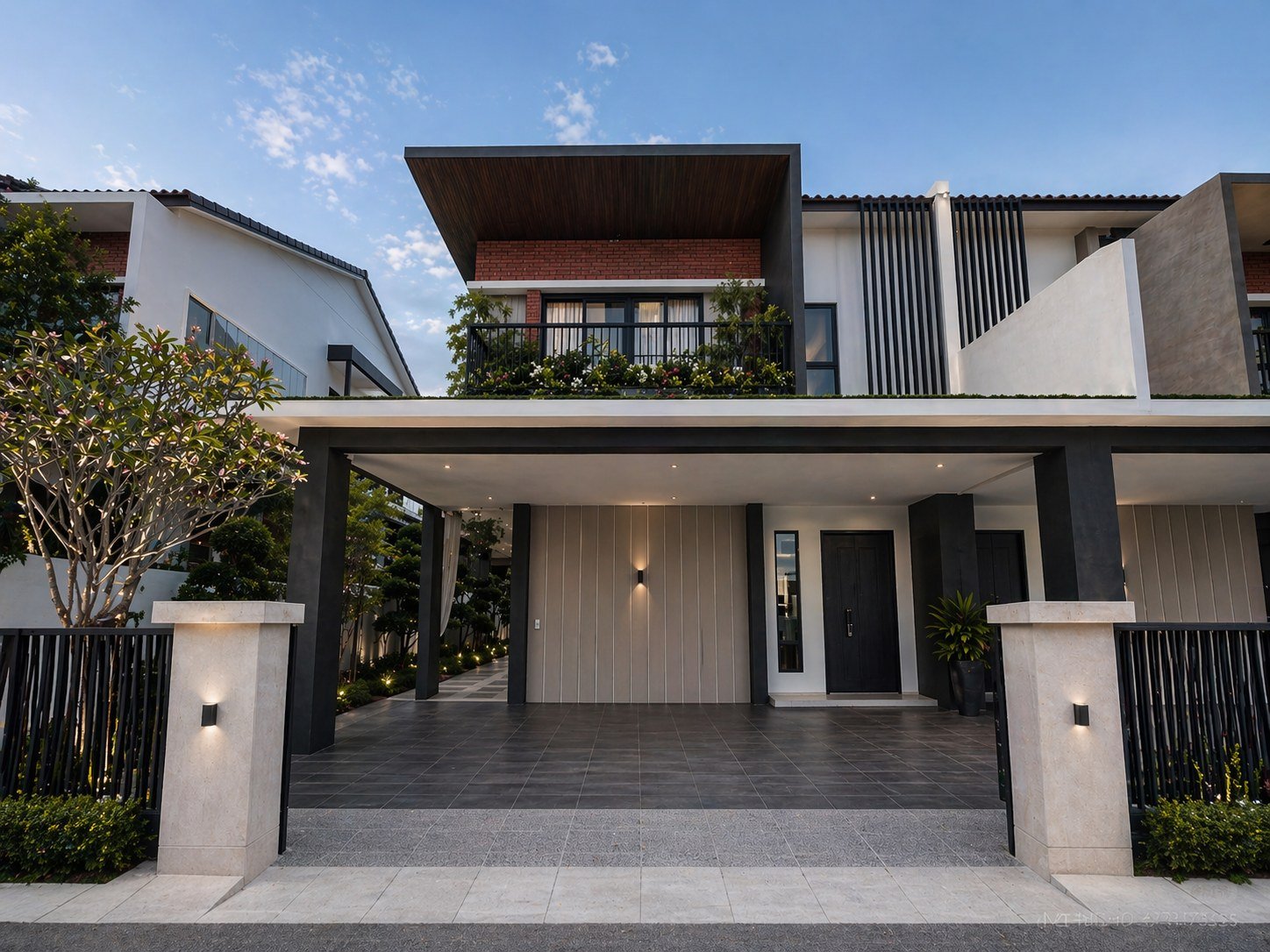 BungalowDees Ipoh 40x80 semi-D facade at dusk in Botani, Ipoh South